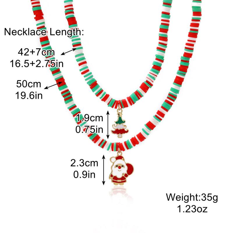 Christmas Necklace Soft Pottery Christmas Jewelry Necklace