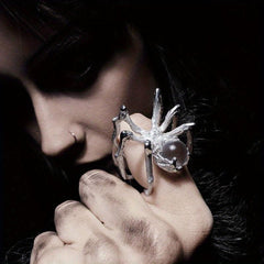 Y2k Punk Couples Crystal Ball & Spider Adjustable Finger Ring
