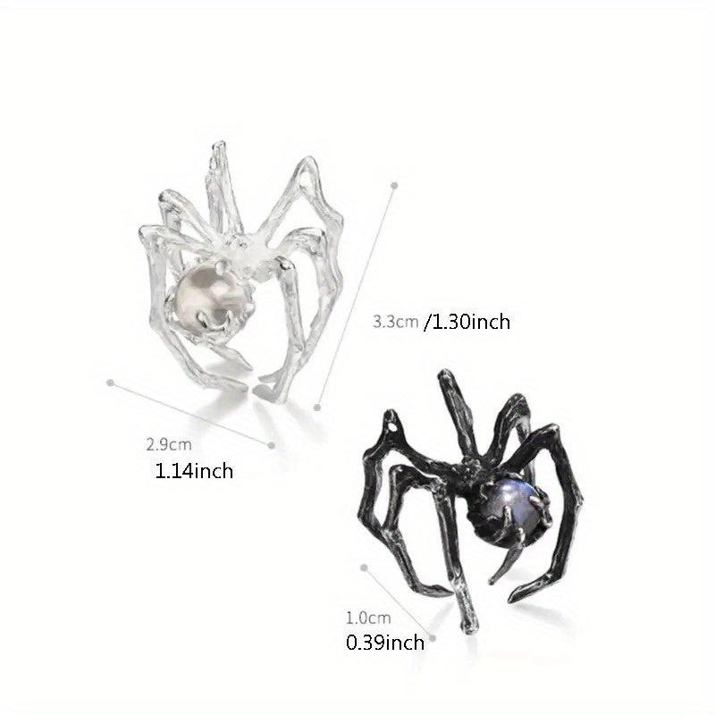 Y2k Punk Couples Crystal Ball & Spider Adjustable Finger Ring