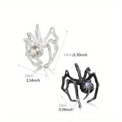 Y2k Punk Couples Crystal Ball & Spider Adjustable Finger Ring