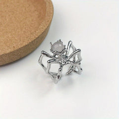Y2k Punk Couples Crystal Ball & Spider Adjustable Finger Ring