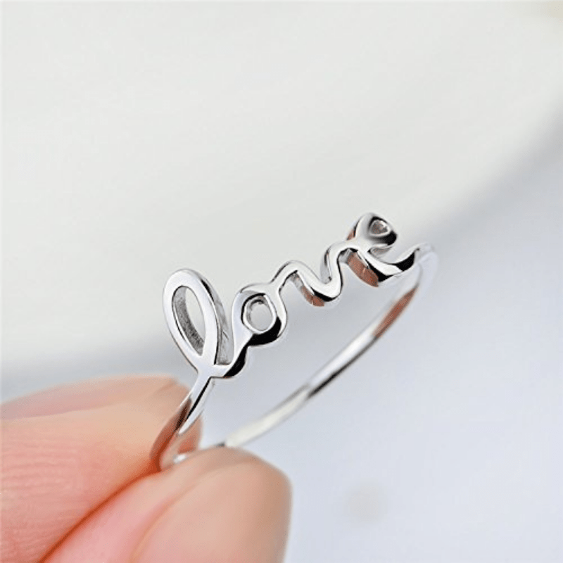 Silvery Plated Love Woman Ring Jewelry