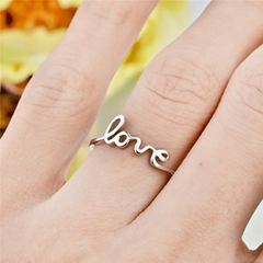 Silvery Plated Love Woman Ring Jewelry