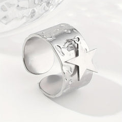 Steel Pentagram Sequin Pendant Stainless Steel Ring
