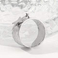 Steel Pentagram Sequin Pendant Stainless Steel Ring