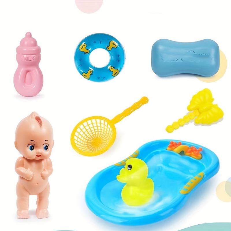 Baby Play Water Bath Toy Play House Bathtub Toy Bath Doll Set Red