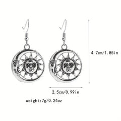 Vintage Sun Moon Happy Face Earrings Girls Women