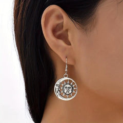 Vintage Sun Moon Happy Face Earrings Girls Women