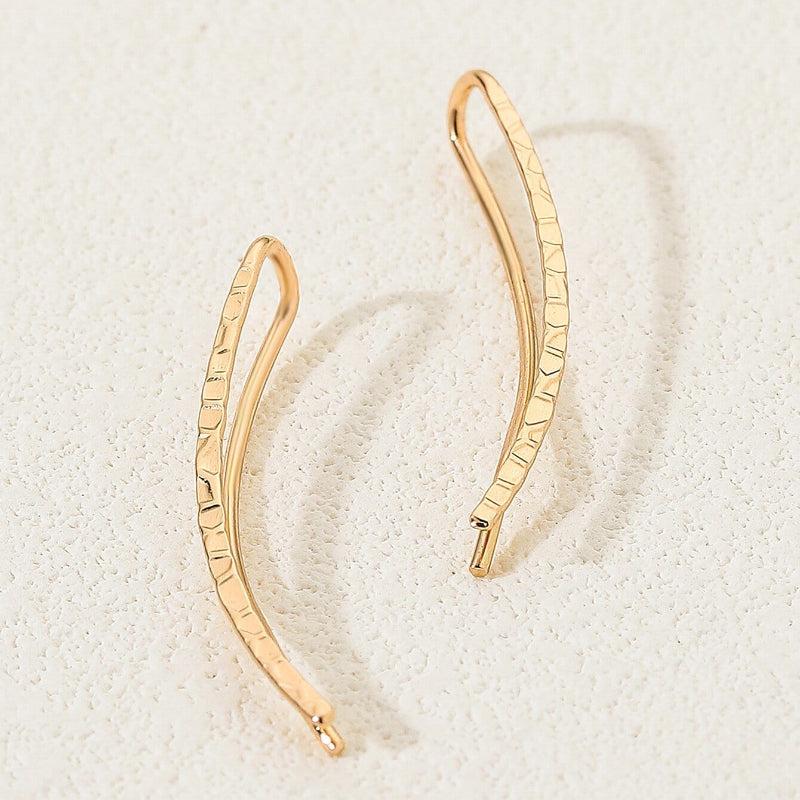 Minimalist Silvery Ear Climber Earrings Copper Studs