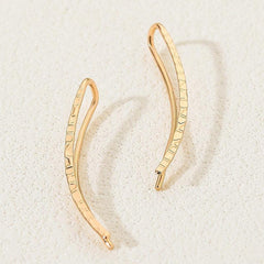Minimalist Silvery Ear Climber Earrings Copper Studs