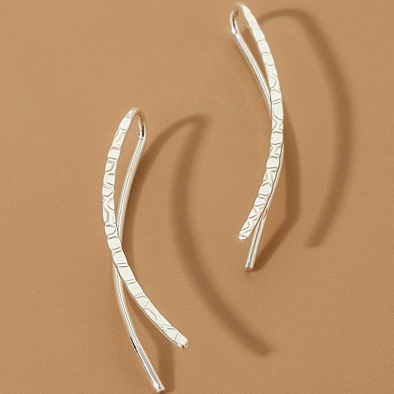 Minimalist Silvery Ear Climber Earrings Copper Studs
