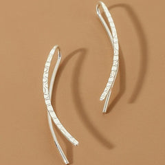 Minimalist Silvery Ear Climber Earrings Copper Studs