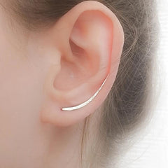 Minimalist Silvery Ear Climber Earrings Copper Studs