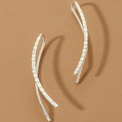 Minimalist Silvery Ear Climber Earrings Copper Studs