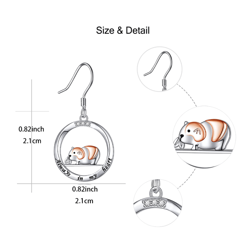 Pink Guinea Pig Earrings for Women - Birthday & Christmas Gift