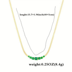Vintage Geometric Gemstone Necklace 18K Stainless Steel Chain