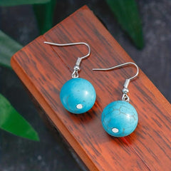 Boho Ethnic Vintage Round Bead Pine Stone Earrings