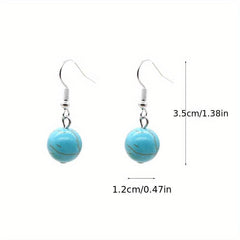 Boho Ethnic Vintage Round Bead Pine Stone Earrings