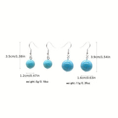 Boho Ethnic Vintage Round Bead Pine Stone Earrings