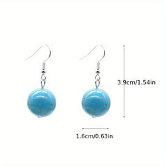 Boho Ethnic Vintage Round Bead Pine Stone Earrings
