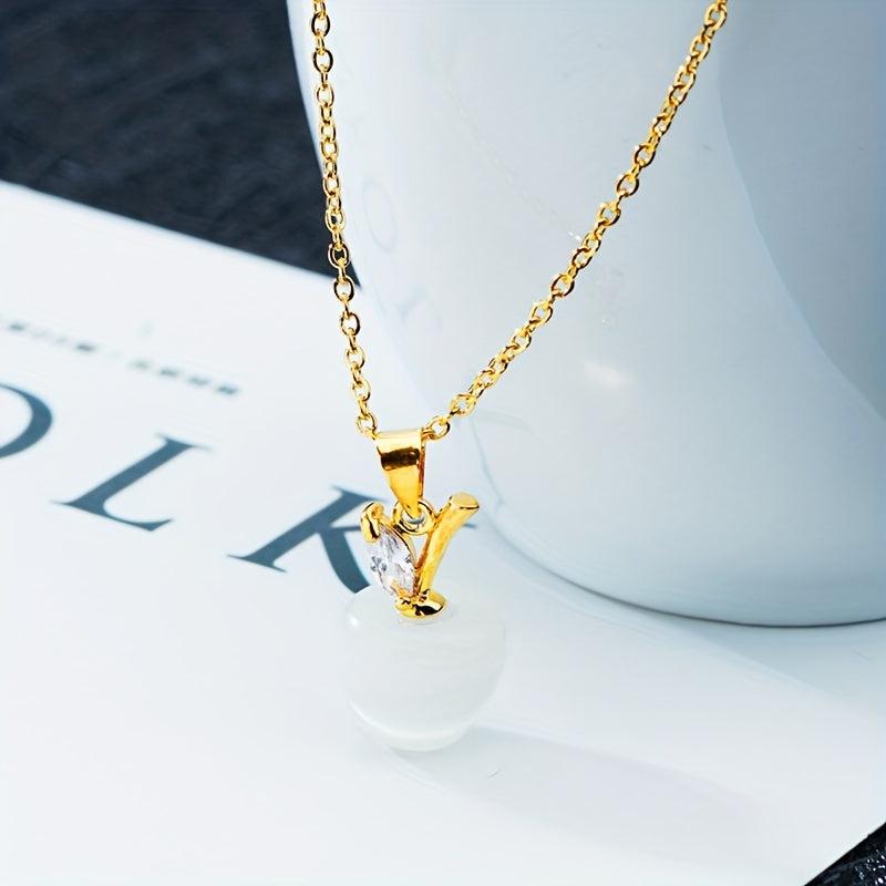 Opal Necklace For Women Stainless Steel Chain Christmas Jewelry Gift