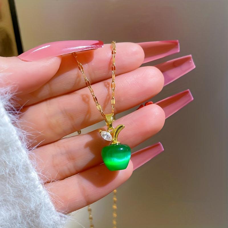 Opal Necklace For Women Stainless Steel Chain Christmas Jewelry Gift