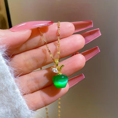 Opal Necklace For Women Stainless Steel Chain Christmas Jewelry Gift