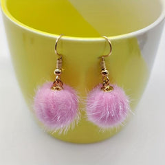 Winter Fur Ball Earrings Net Red Ear Hook