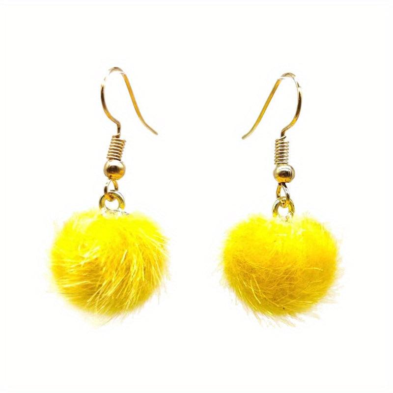 Winter Fur Ball Earrings Net Red Ear Hook