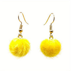 Winter Fur Ball Earrings Net Red Ear Hook