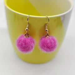 Winter Fur Ball Earrings Net Red Ear Hook