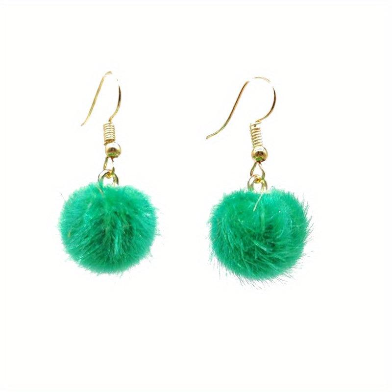 Winter Fur Ball Earrings Net Red Ear Hook