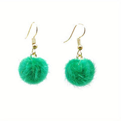 Winter Fur Ball Earrings Net Red Ear Hook