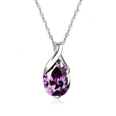 Purple Crystal Pendant Necklace For Women Fancy Women Party Jewelry