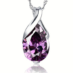 Purple Crystal Pendant Necklace For Women Fancy Women Party Jewelry