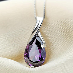 Purple Crystal Pendant Necklace For Women Fancy Women Party Jewelry