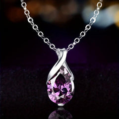 Purple Crystal Pendant Necklace For Women Fancy Women Party Jewelry
