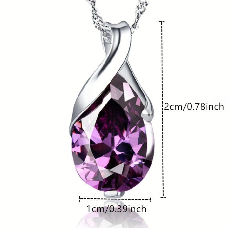 Purple Crystal Pendant Necklace For Women Fancy Women Party Jewelry