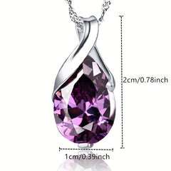 Purple Crystal Pendant Necklace For Women Fancy Women Party Jewelry