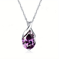 Purple Crystal Pendant Necklace For Women Fancy Women Party Jewelry