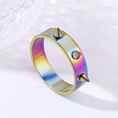 Unisex Anti Wolf Ring Stainless Steel Couple Self Defense 3 Spikes