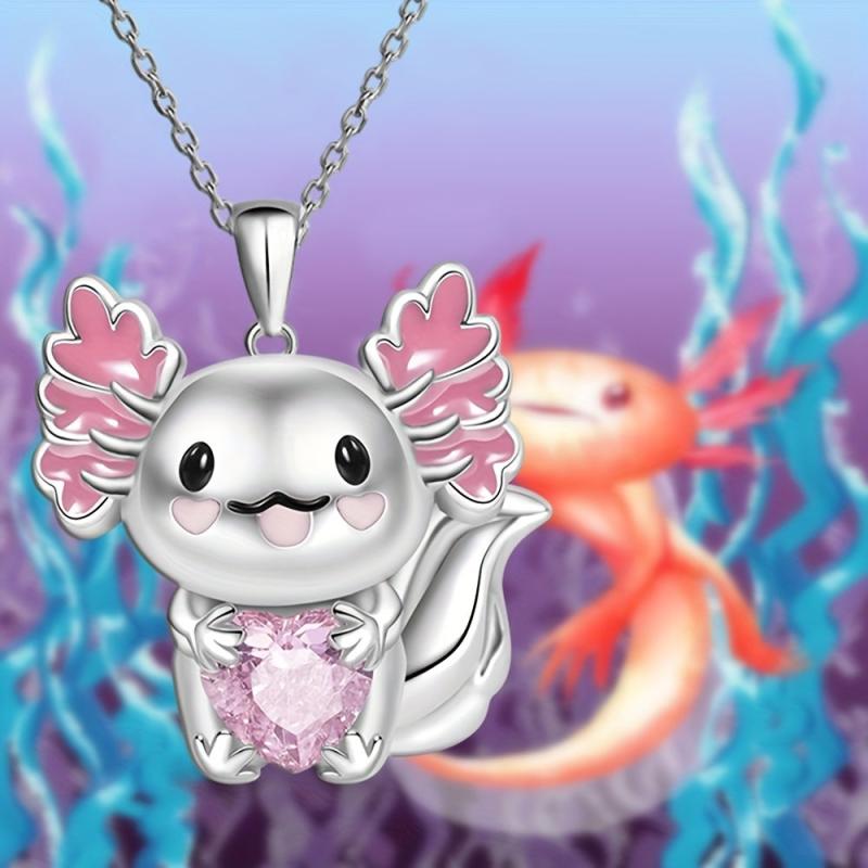 Heart Shaped Crystal Animal Pendant Necklace - Perfect Gift