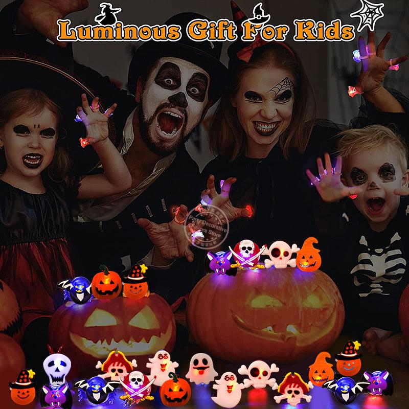 LED Light Halloween Ring Glowing Pumpkin Ghost Skull Rings