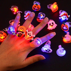 LED Light Halloween Ring Glowing Pumpkin Ghost Skull Rings