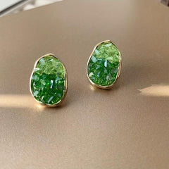 Spring Green Gradient Rhinestone Earrings