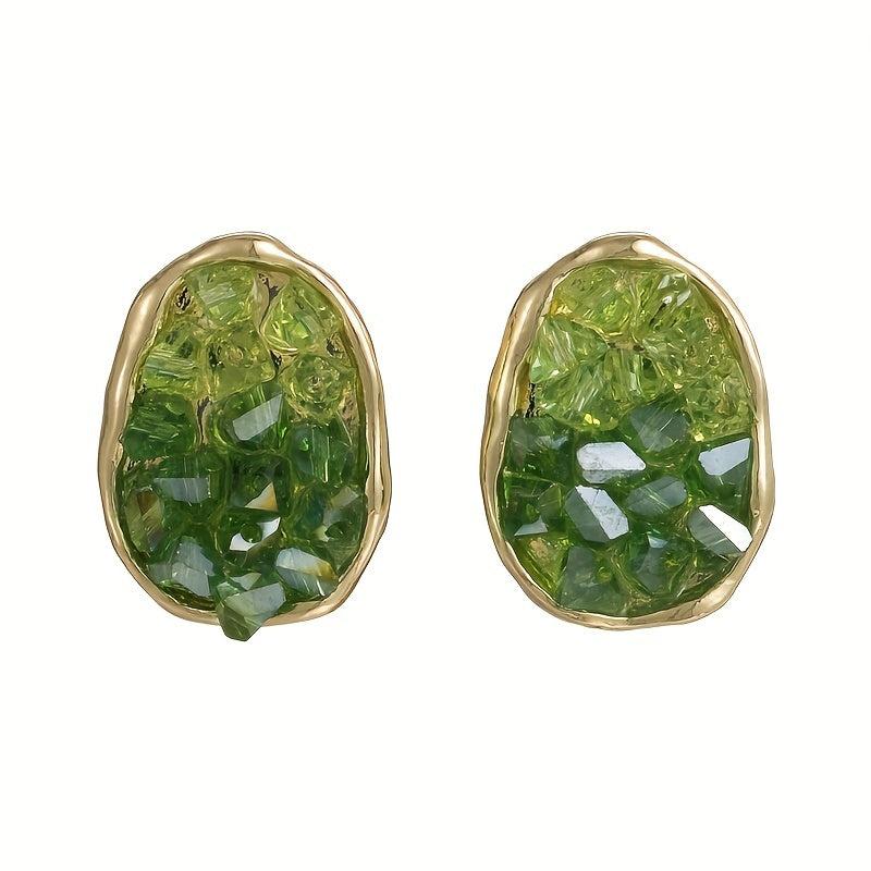 Spring Green Gradient Rhinestone Earrings