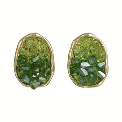 Spring Green Gradient Rhinestone Earrings