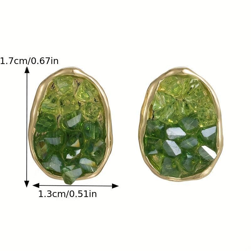 Spring Green Gradient Rhinestone Earrings