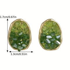 Spring Green Gradient Rhinestone Earrings