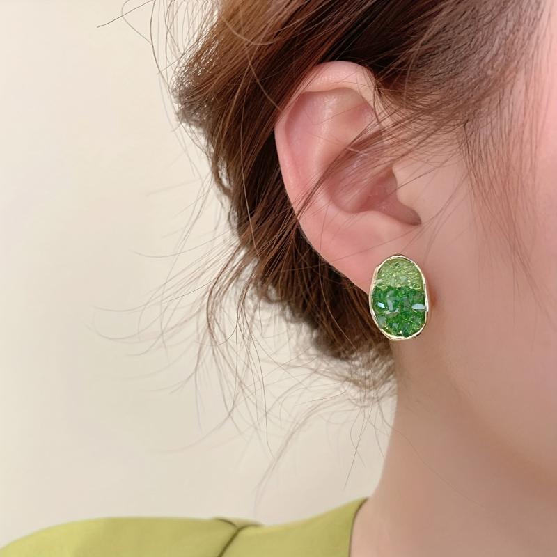 Spring Green Gradient Rhinestone Earrings